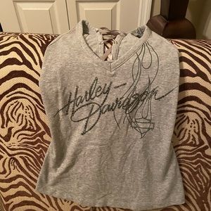 Harley-Davidson grey tank top. Lace up back